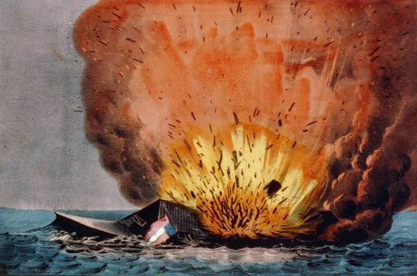 destruction of the CSS Virginia at Craney Island in 1862