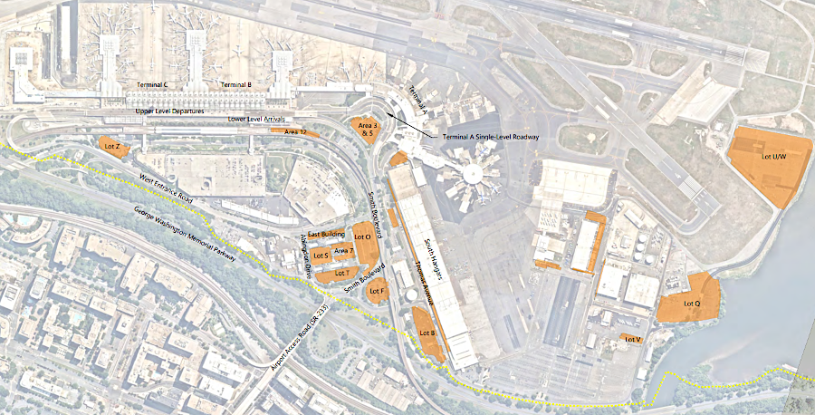 there were 3,200 employee parking spaces at Reagan National in 2023