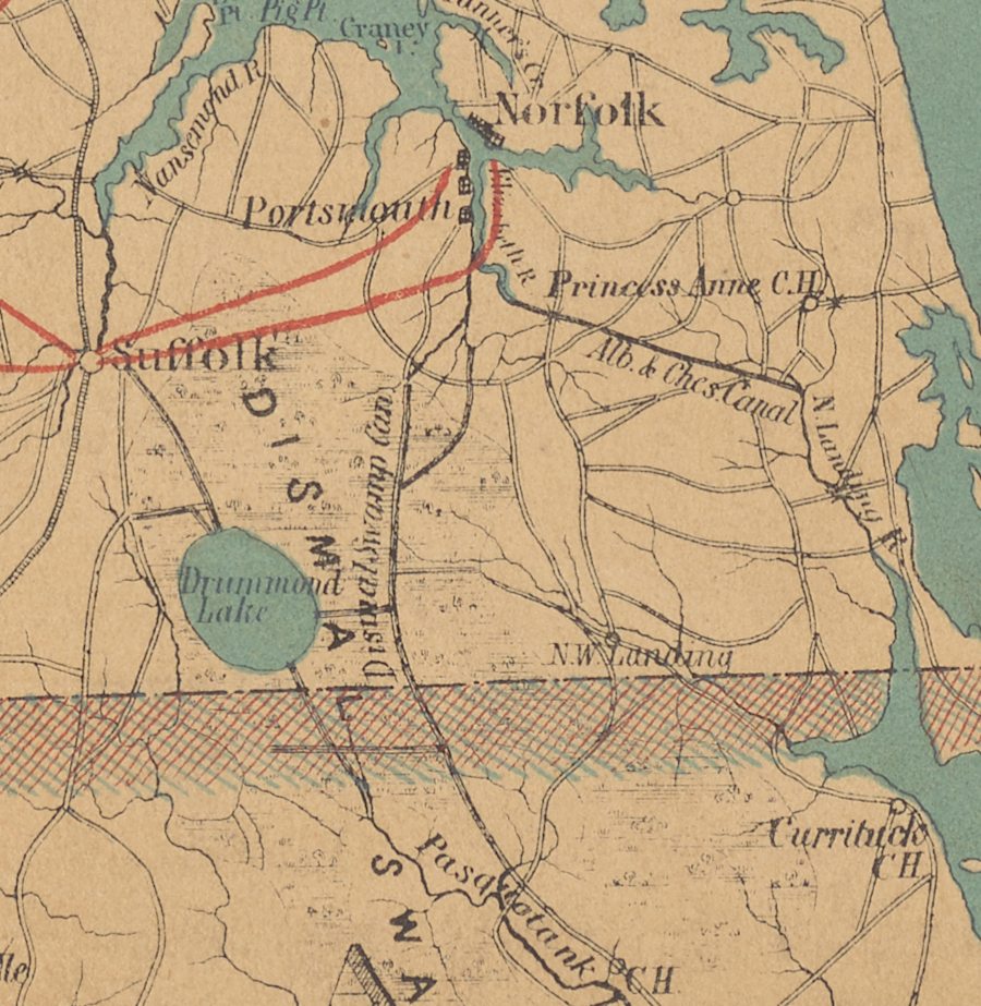 at the start of the Civil War, the Dismal Swamp Canal was competing primarily with two railroads and one canal