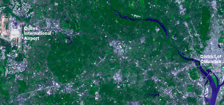 land use and transportation patterns, from DC to Dulles International Airport