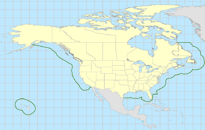 the North American Emission Control Area extends 200 nautical miles off the coast of the United States/Canada, consistent with the Exclusive Economic Zone (EEZ) boundaries claimed by the both countries - except near Florida