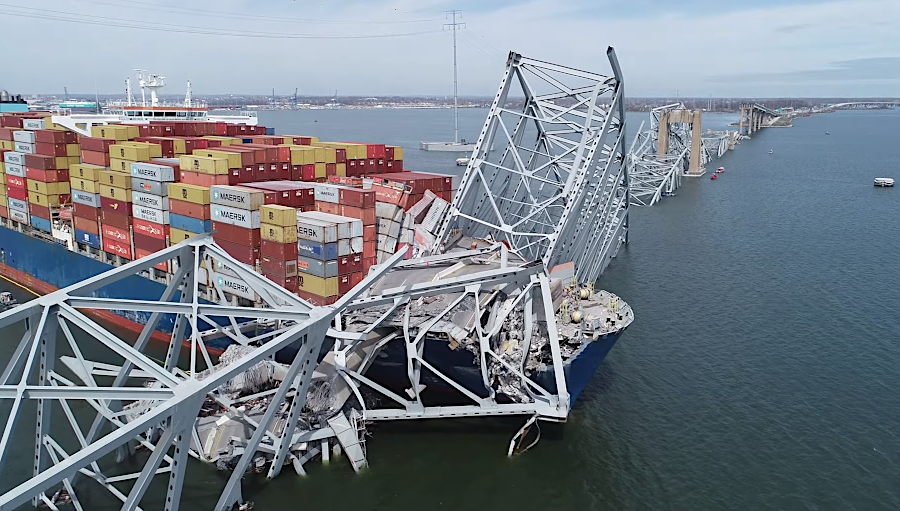 the entrance to the Baltimore harbor was blocked by the collapse of the I-695 (Francis Scott Key) bridge in March, 2024
