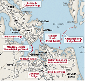 bridges and tunnels in Hampton Roads