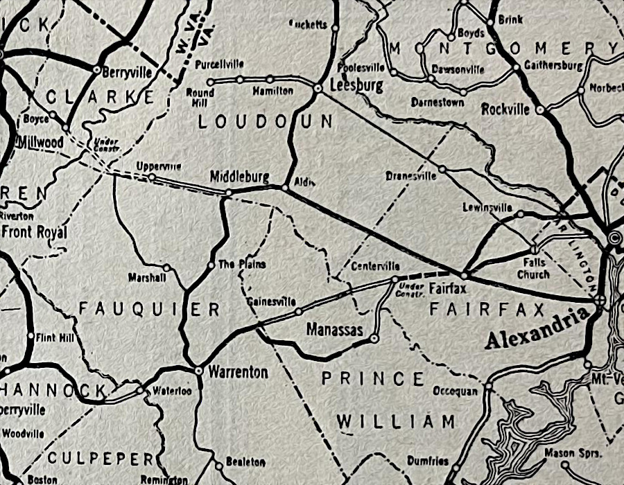 main roads in Northern Virginia around 1925
