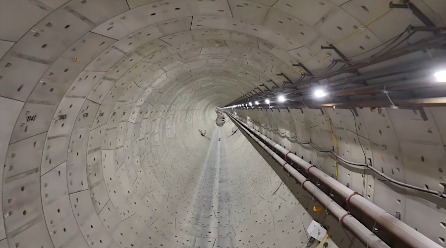 the interior of the first bored tunnel, before the roadway was constructed