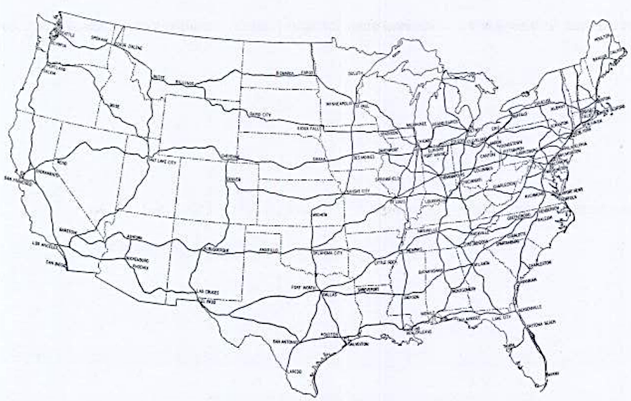 the 1944 proposal for interregional highways included a road from Hampton Roads through Richmond to Staunton