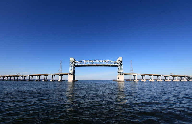 the James River Bridge can lift a section of the roadway vertically up to 145 feet high