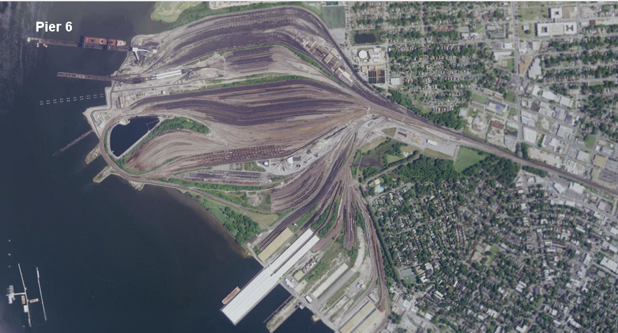 Norfolk Southern's Pier 6 is at Lambert's Point in Norfolk, just south of Norfolk International Terminals (NIT)
