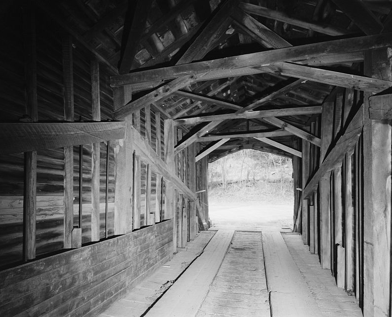 inside the wooden cover of the Links Farm bridge in Giles County