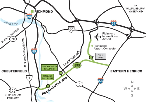 the 8.8 mile Pocahontas Parkway and 1.6 mile Airport Connector road were expected to make a profit from customers living in new suburban developments in southeastern Henrico County, plus customers going to the Richmond airport