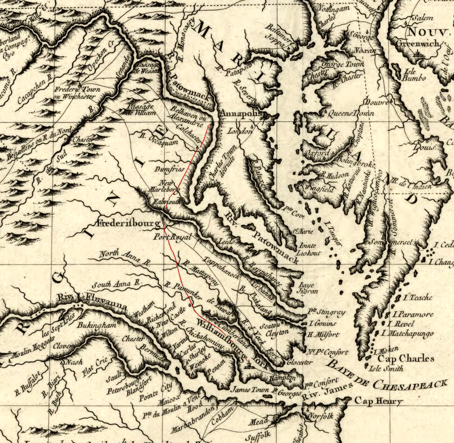 the post road to carry mail south of the Potomac River did not go to Richmond in the 1760's, since it was a minor port while Williamsburg was the colonial capital