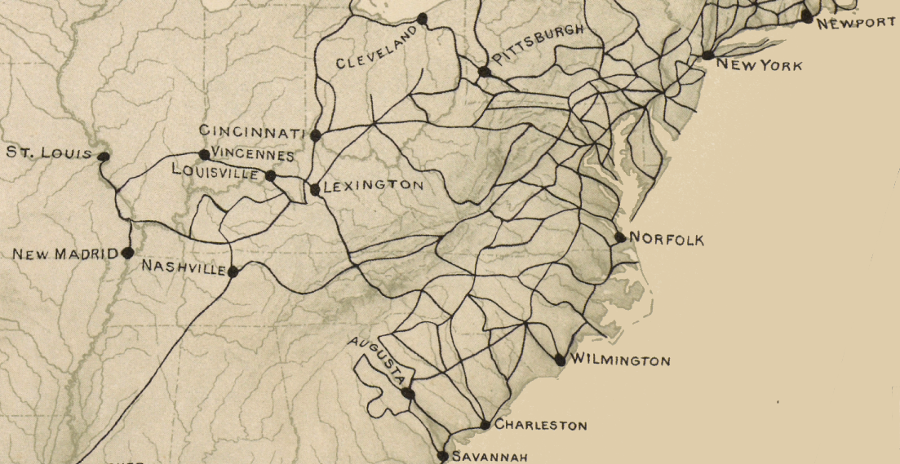by 1804, mail routes stretched inland all the way to the Mississippi River