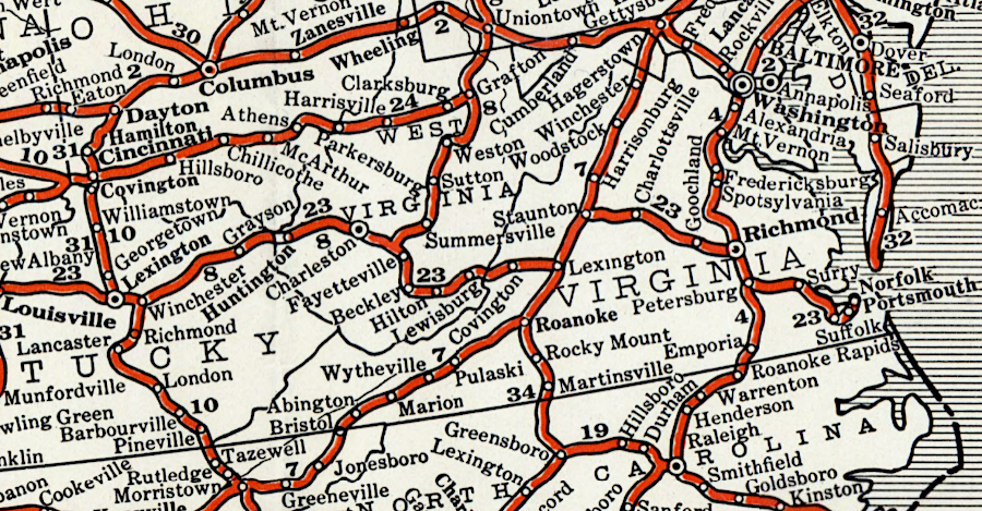 of the 37 national highways proposed in 1914, five were in Virginia