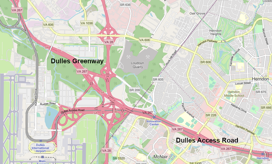 the Dulles Greenway is a private toll road, but is still included in the state highway numbering system (together with Dulles Toll Road) as Route 267