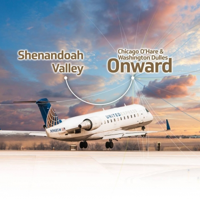 in 2019, SkyWest (operating as United Express) offered direct flights from Weyers Cave to Chicago and Northern Virginia