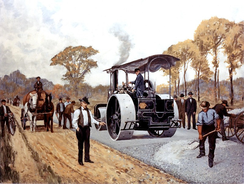 steamrollers paved hard-surface roads