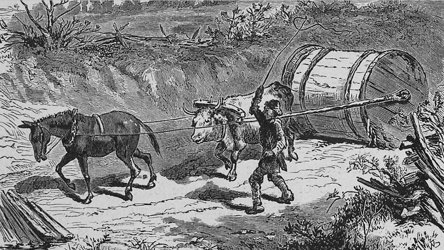 in the colonial era rolling roads were used to haul tobacco from plantation to wharf, where hogsheads were loaded on ships and exported to Europe