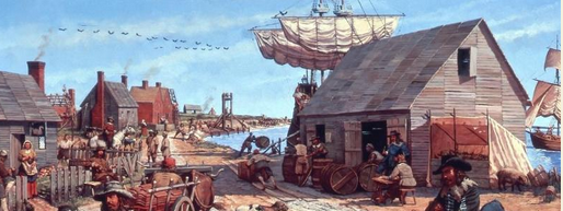 hogsheads of tobacco were shipped from Jamestown, but away from the colonial capital ships had to stop at multiple wharves built at separate plantations