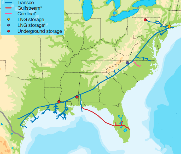 the first Transco natural gas pipeline connected the Gulf Coast with the Northeast, but now can bring gas from Pennsylvania/Ohio south to Virginia