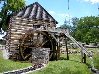 reconstructed grist mill, for grinding wheat and corn, at McCormick Farm (Steeles Tavern)