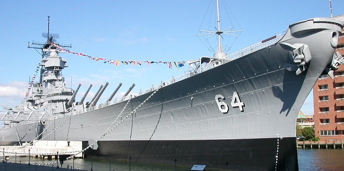 USS Wisconsin, berthed in Norfolk