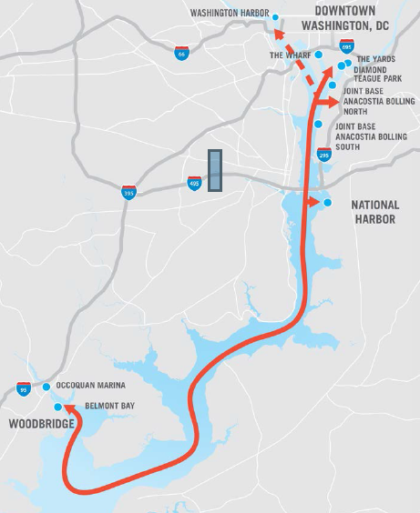 the proposed commuter ferry would connect Woodbridge to Joint Base Anacostia-Bolling and potentially Potomac Yards