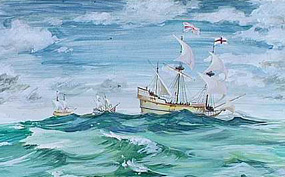 the ocean-going ships sailing to Jamestown in 1607 were tiny and crowded, so the colonists must have welcomed the opportunity to shift to a settlement on land at Jamestown