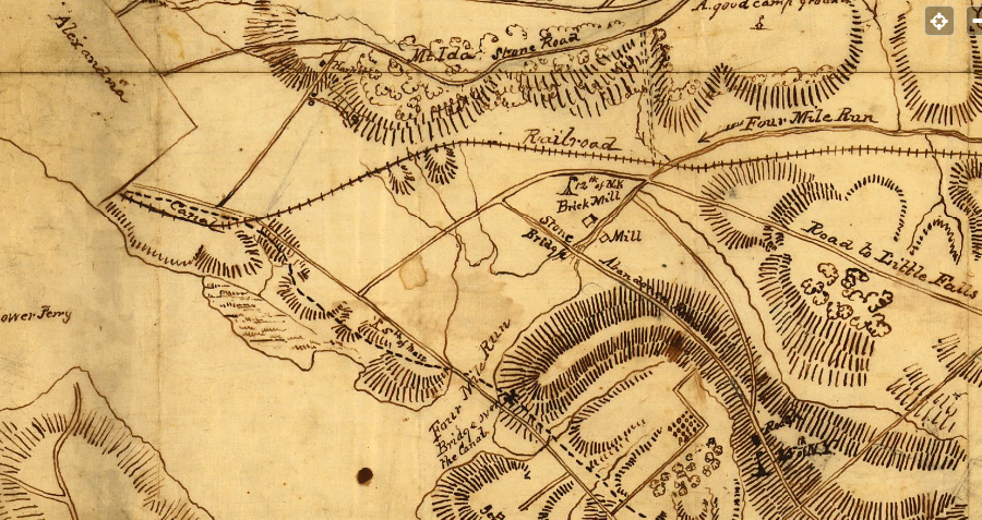 at the start of the Civil War, Alexandria's boundary was near modern First Street rather than Four Mile Run