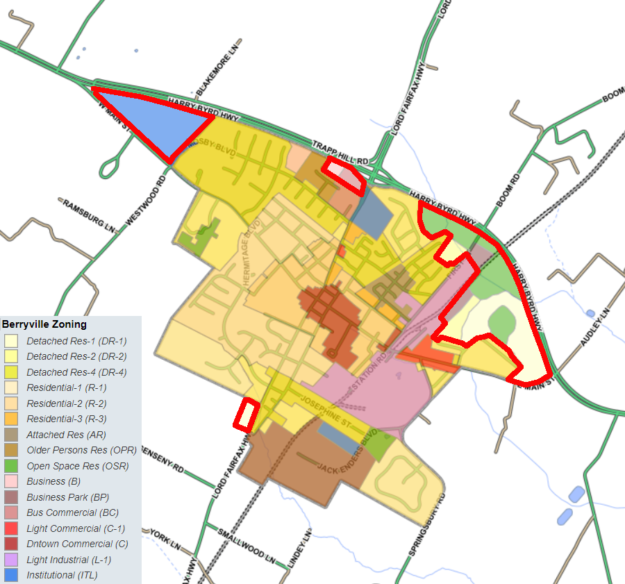 Berryville zoning applied to the newly-acquired land starting in 2022