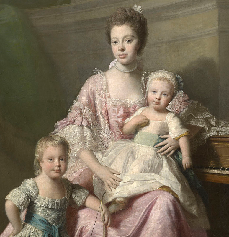 Queen Charlotte, wife of George III, with Prince Frederick and Prince George (who succeeded to the throne as George IV)