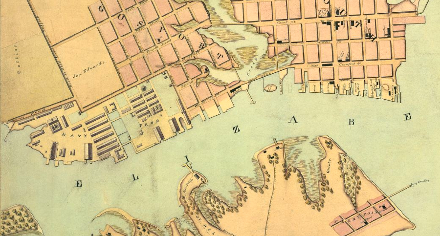 in 1861, the navy yard in Gosport was separated from the rest of Portsmouth by Crab Creek
