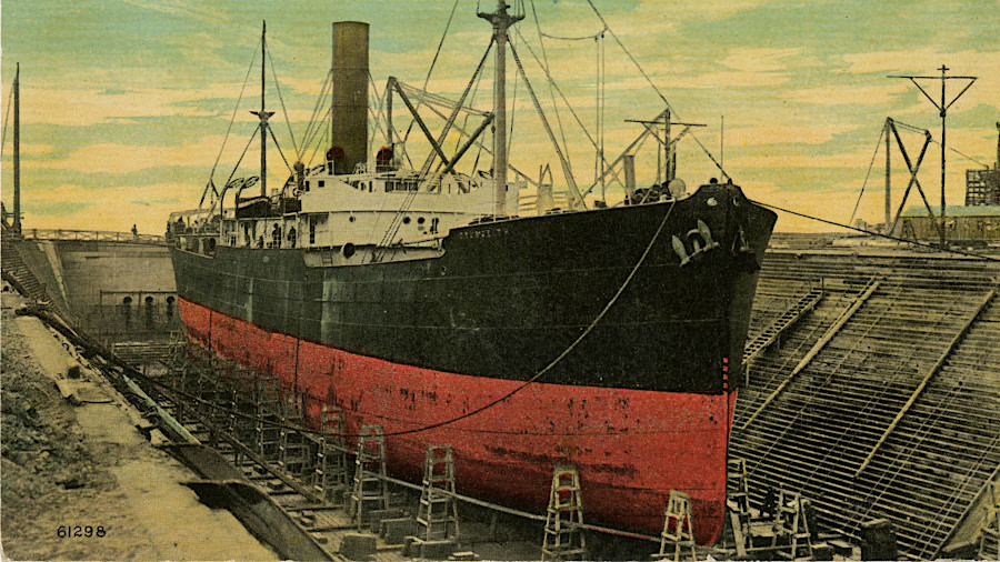 the large drydock allowed workers to access all of a ship's hull for inspection and repair