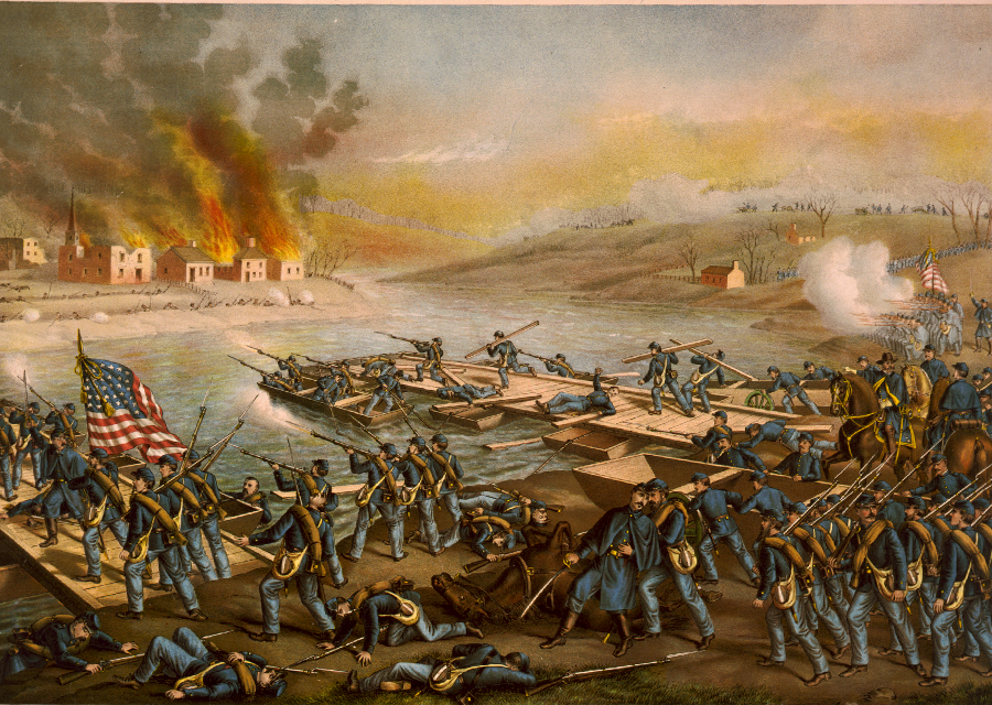 buildings in Fredericksburg were set on fire in December, 1862