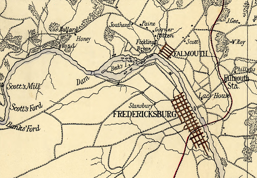 Fredericksburg, as mapped by Union forces in 1864