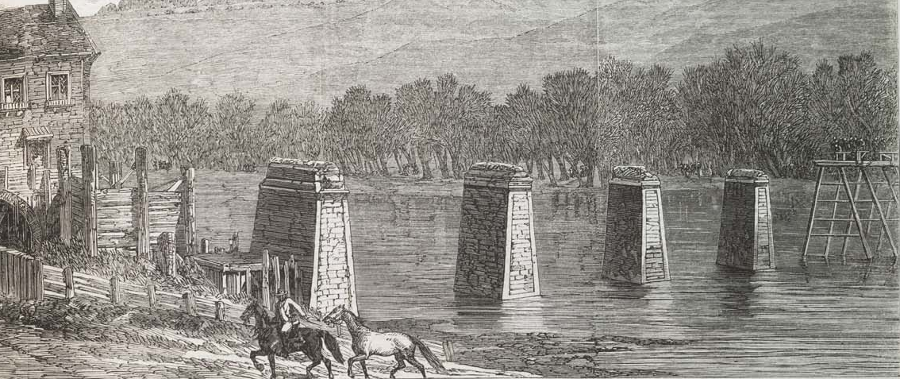 the Richmond, Fredericksburg and Potomac Railroad bridge across the Rappahannock River was an early casualty of the Civil War