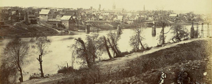 looking across the Rappahannock River to Fredericksburg in December, 1862