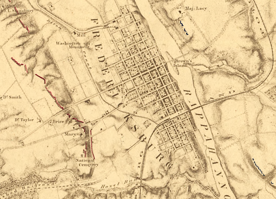 Fredericksburg in the Civil War was about five blocks wide