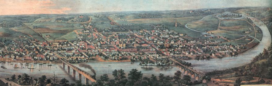 Fredericksburg in 1856, looking south across the Rappahannock River