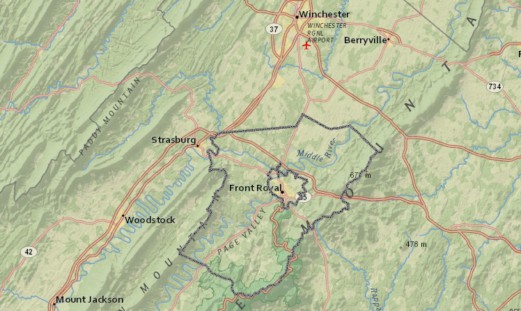 the Town of Front Royal is surrounded by Warren County