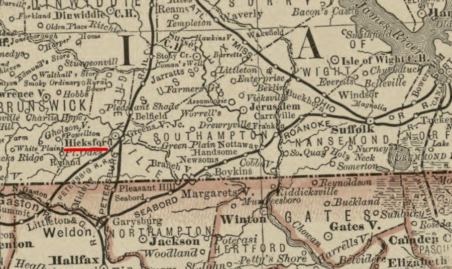 Hicksford benefitted from being where roads and railroads crossed the Meherrin River
