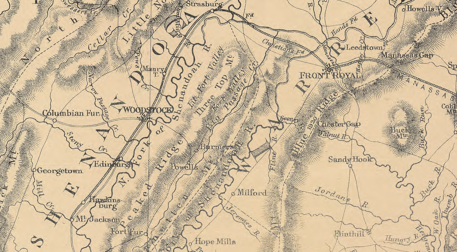 in the 1850's, the Manassas Gap Railroad linked the towns that were already established along the old Wilderness Road
