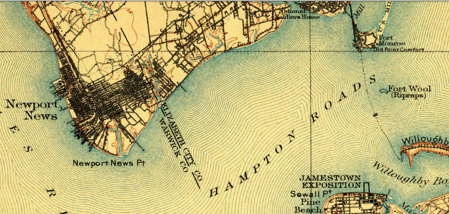 on the Peninsula, the counties of Warwick and Elizabeth City have disappeared and are now part of the cities of Newport News and Hampton
