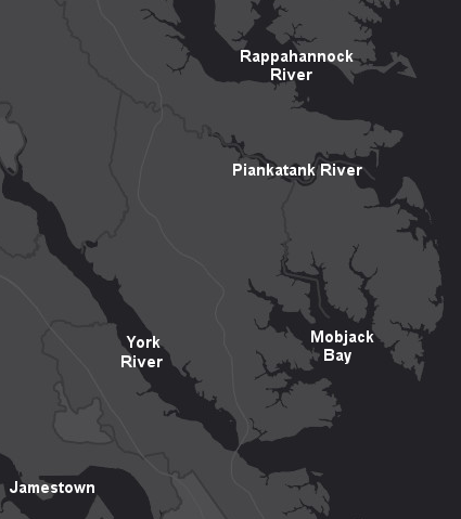 Chesapeake Bay necks (peninsulas of land surrounded by water) were settled before towns were established in the colony