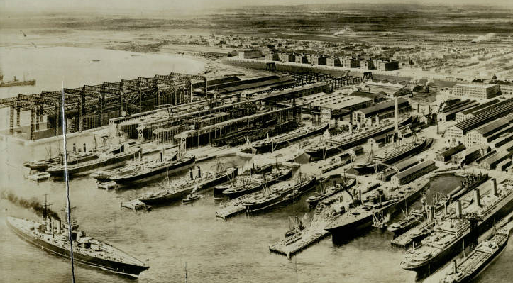 the Newport News Shipyard built ships for the US Navy, including the U.S.S. Houston in 1928-29