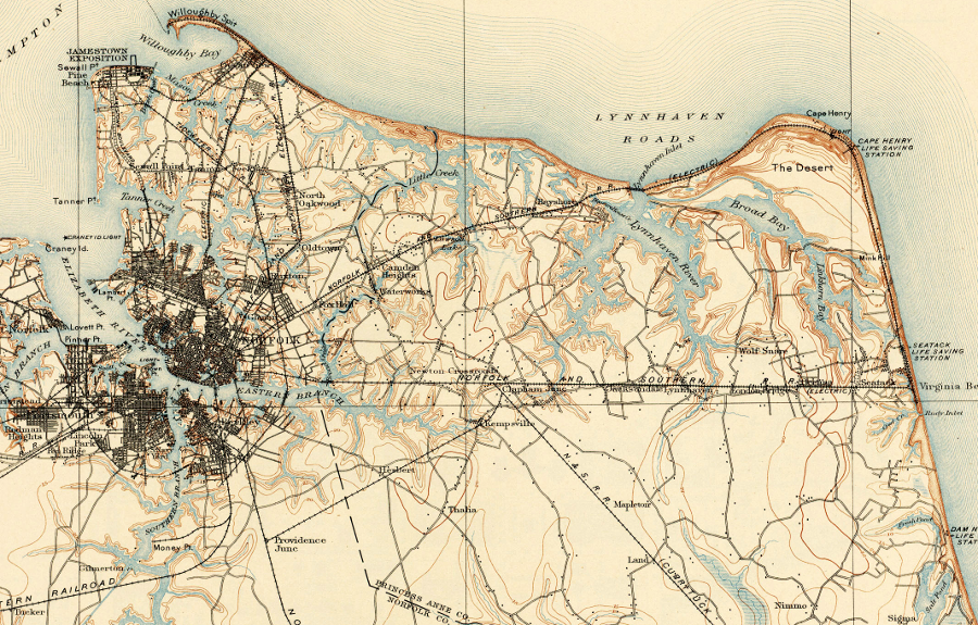in 1907, Norfolk was a thriving port city and Princess Anne County was a rural farm area (with a small beach resort on the Atlantic Ocean shoreline)