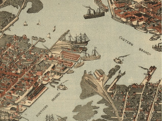 Norfolk and Portsmouth waterfronts on the Elizabeth River waterfront, about 1891