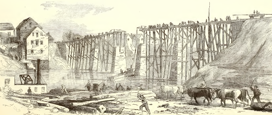 the Richmond, Fredericksburg, and Potomac Railroad Bridge over the Rappahannock River at Fredericksburg was destroyed and rebuilt several times during the Civil War