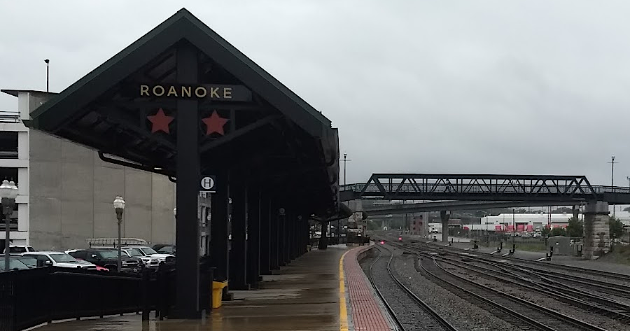 the Amtrak platform in Roanoke