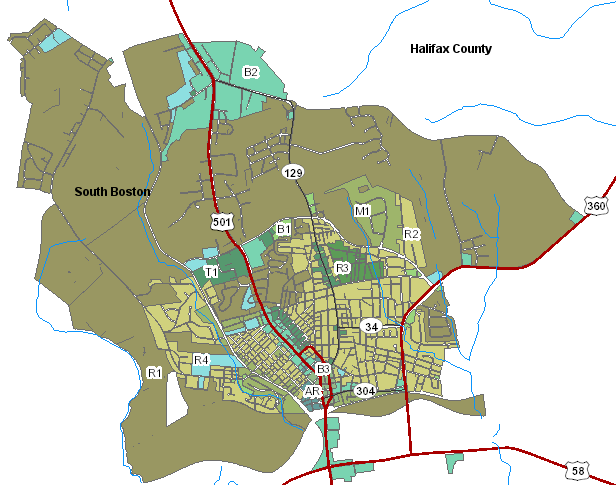 as a town, South Boston retained authority over land use planning; town officials remained responsible for defining zoning districts and approving site plans