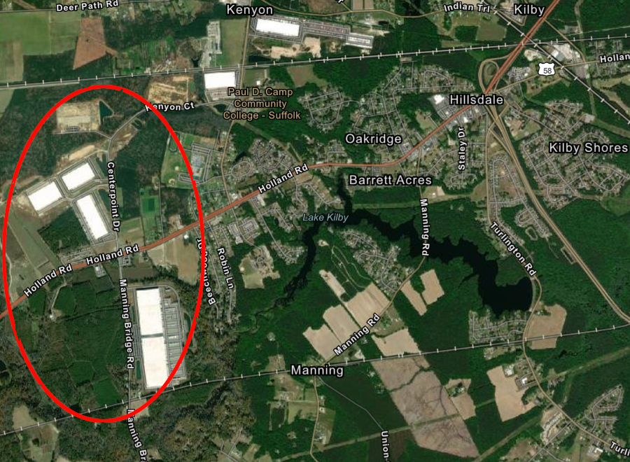 Virginia Port Logistics Park, west of downtown Suffolk, has 5 million feet of warehouse space